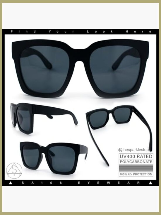 Oversized Horned Rim Thick Plastic Sunglasses UV400 Protection main image 6